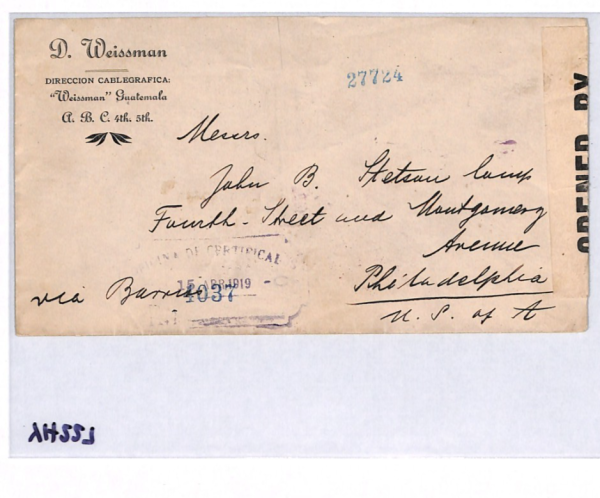 GUATEMALA Cover 1919 BLOCK Registered USA CENSOR *1101* Philadelphia Mail YH227 - Image 13