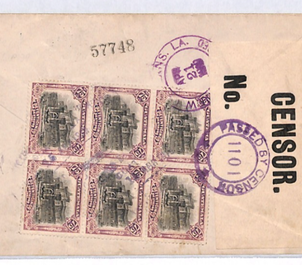 GUATEMALA Cover 1919 BLOCK Registered USA CENSOR *1101* Philadelphia Mail YH227 - Image 5