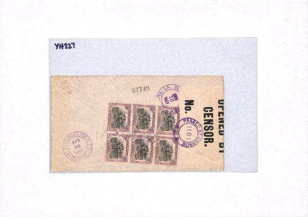 GUATEMALA Cover 1919 BLOCK Registered USA CENSOR *1101* Philadelphia Mail YH227 - Image 9