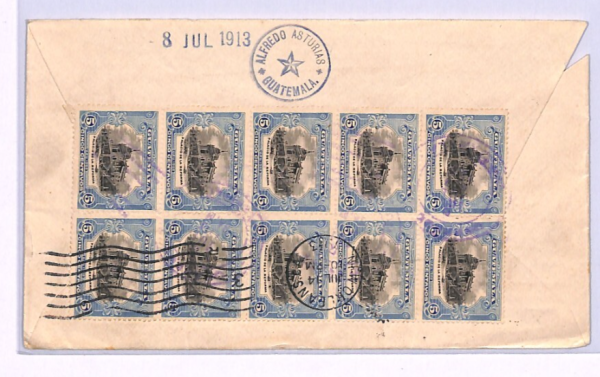 GUATEMALA Cover 5c BLOCK{10} USA Chicago via New Orleans 1913 {samwells}XH37 - Image 3