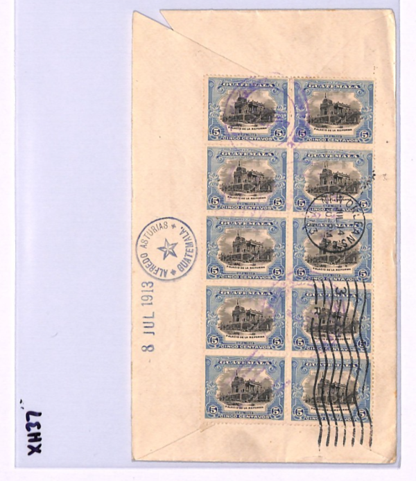 GUATEMALA Cover 5c BLOCK{10} USA Chicago via New Orleans 1913 {samwells}XH37 - Image 5