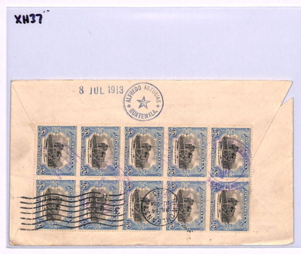 GUATEMALA Cover 5c BLOCK{10} USA Chicago via New Orleans 1913 {samwells}XH37 - Image 8