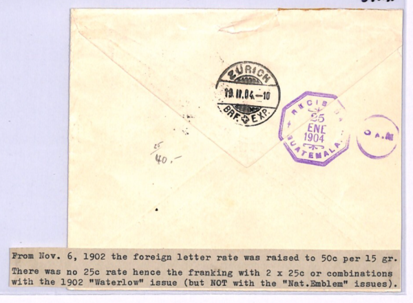 GUATEMALA Cover *Quetzaltenango* QUETZAL BIRD Surcharge Pair 1904 Zurich XH18 - Image 7