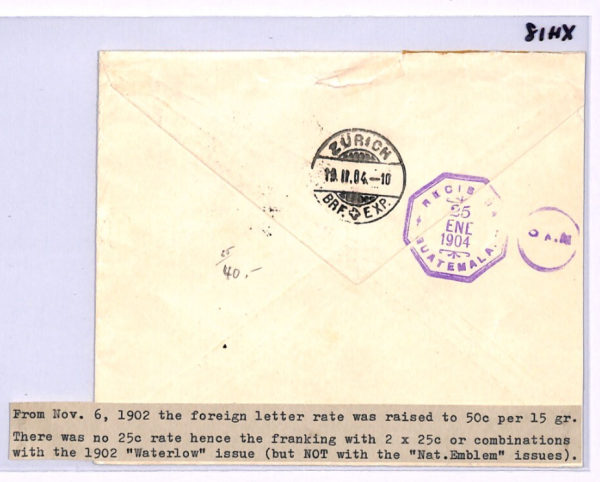 GUATEMALA Cover *Quetzaltenango* QUETZAL BIRD Surcharge Pair 1904 Zurich XH18 - Image 10
