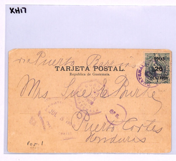 GUATEMALA Ethnic Indian Postcard QUETZAL BIRD 25c *Surcharge* 1908 Honduras XH17 - Image 12
