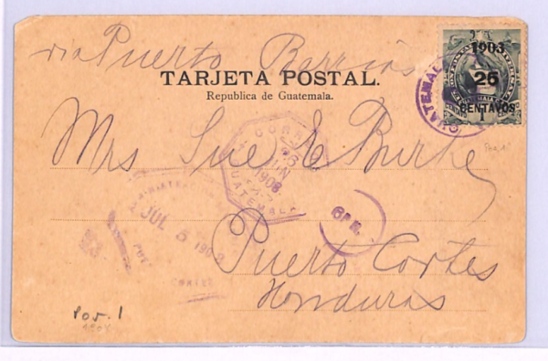 GUATEMALA Ethnic Indian Postcard QUETZAL BIRD 25c *Surcharge* 1908 Honduras XH17 - Image 9