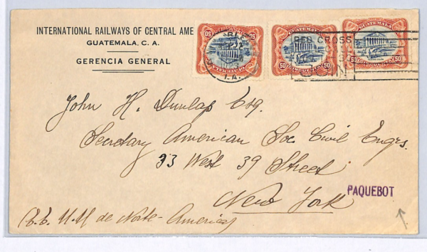 GUATEMALA/USA Cover *PAQUEBOT* New Orleans RED CROSS Transit 1923 NYC WX237 - Image 3