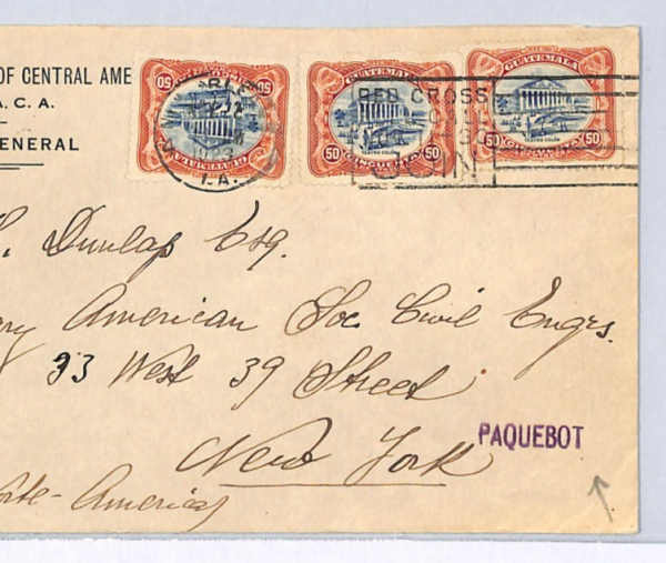 GUATEMALA/USA Cover *PAQUEBOT* New Orleans RED CROSS Transit 1923 NYC WX237