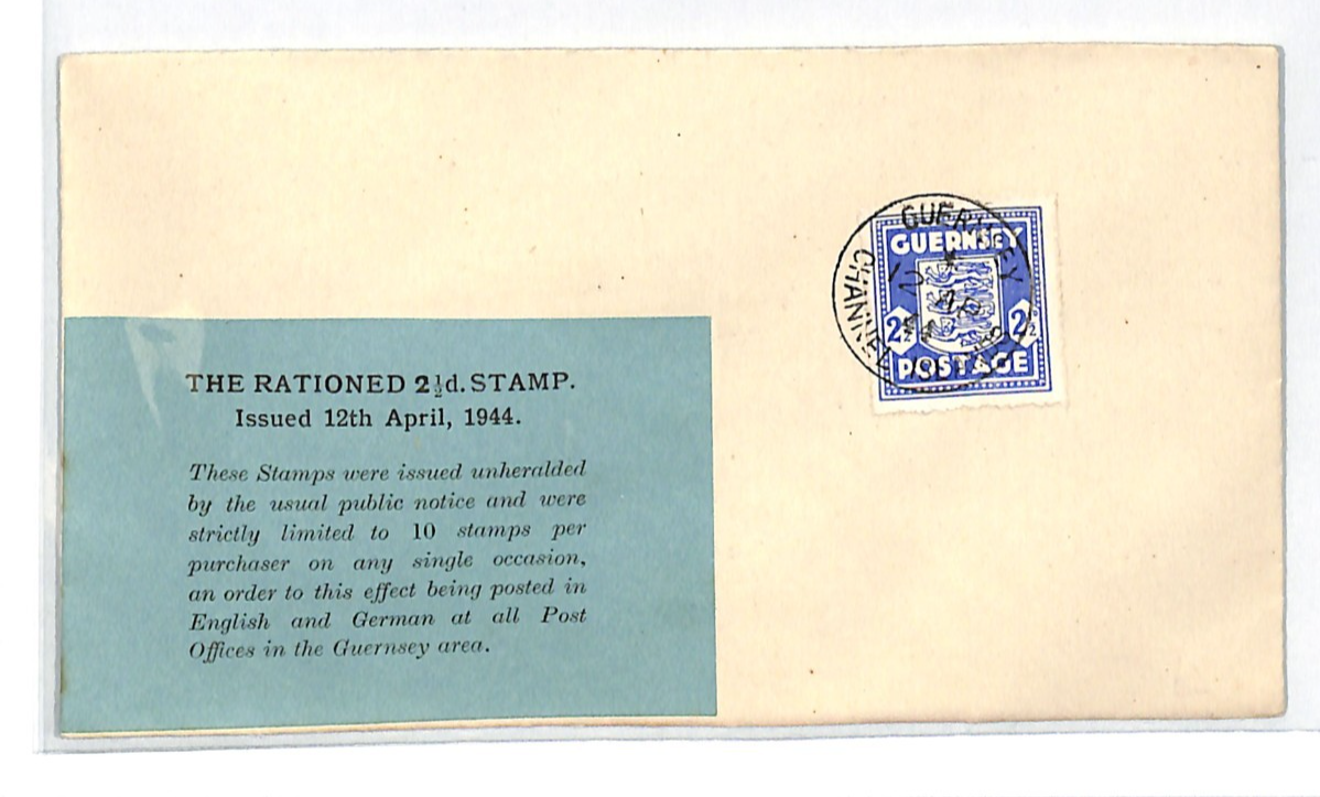GUERNSEY WW2 2½d *RATIONED STAMP LABEL* 1944 FDC Channel Is First Day Cover WS2 - Image 8