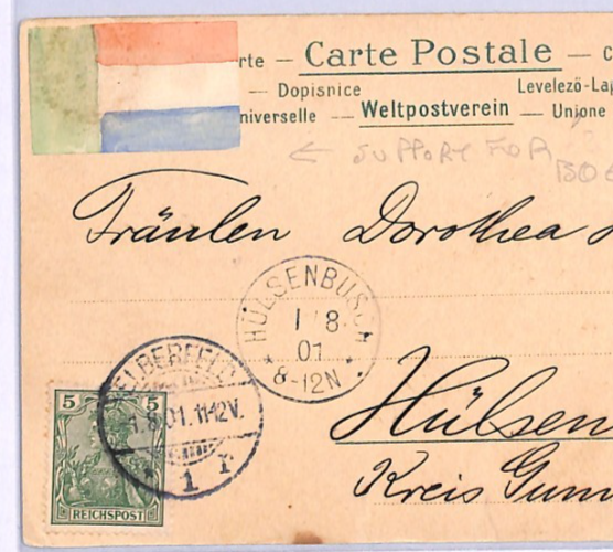 Germany BOER WAR *HAND-PAINTED FLAG* Postcard Elberfeld 1901 CDS {samwells}XV39