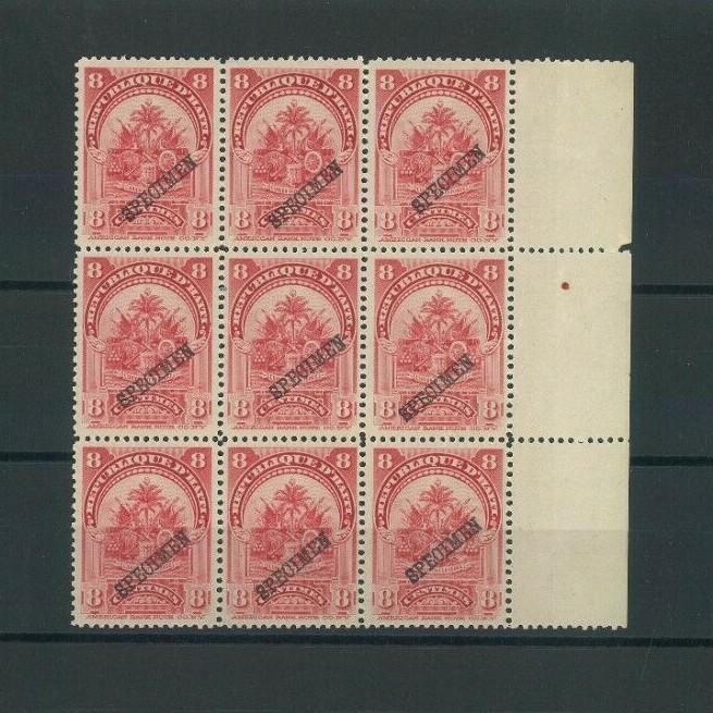 HAITI 1898 Stamps *SPECIMEN* 8c TREE Marginal Block Nine {9} ABNCo. UMM MNH MF41 - Image 3