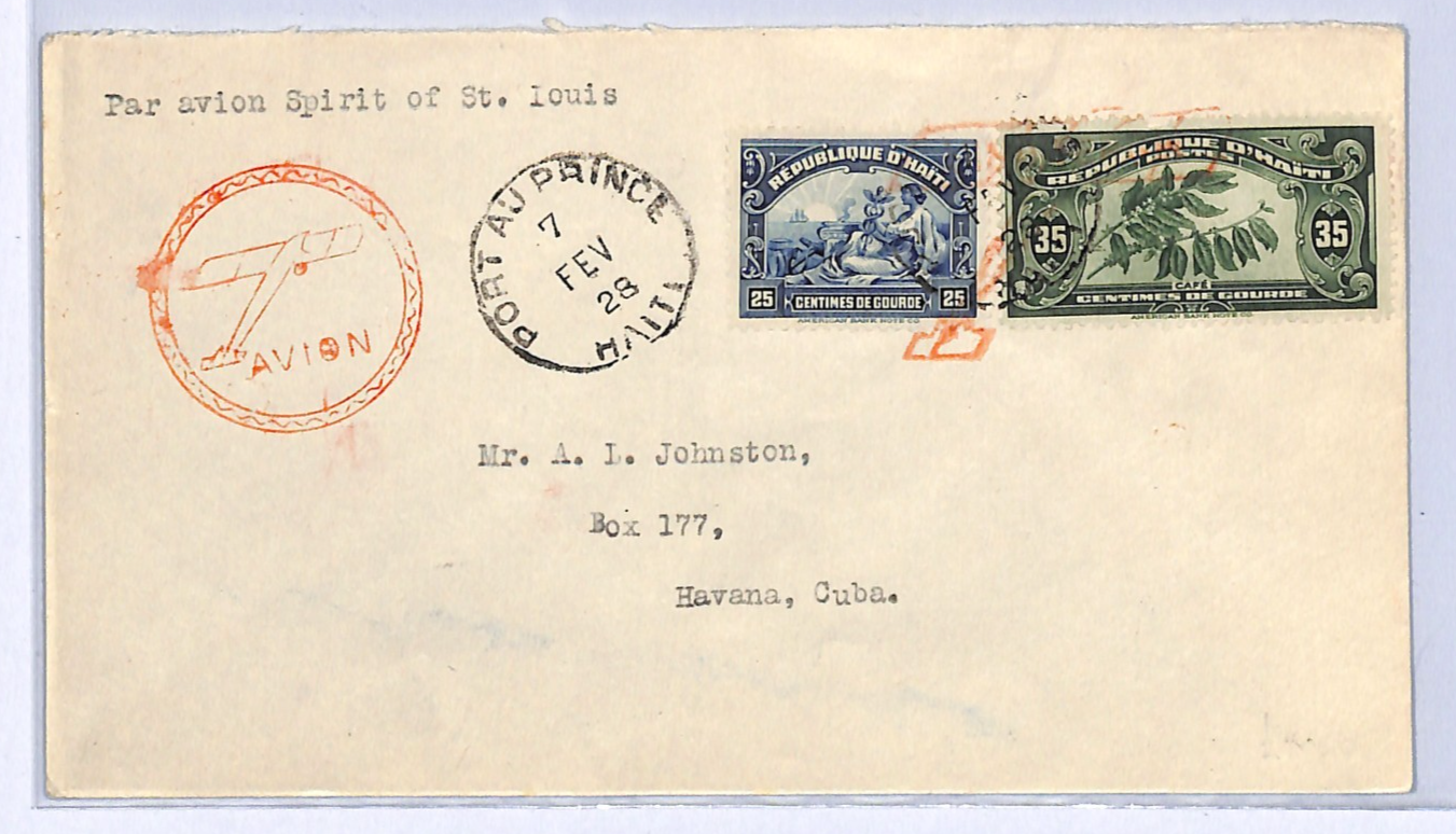 HAITI Air Cover 1928 LINDBERGH Pilot *Spirit of St Louis* FIRST FLIGHT WG112 - Image 3