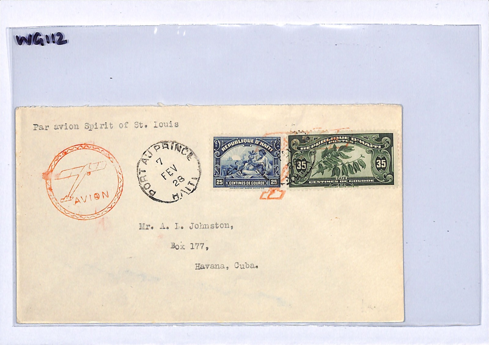 HAITI Air Cover 1928 LINDBERGH Pilot *Spirit of St Louis* FIRST FLIGHT WG112 - Image 5