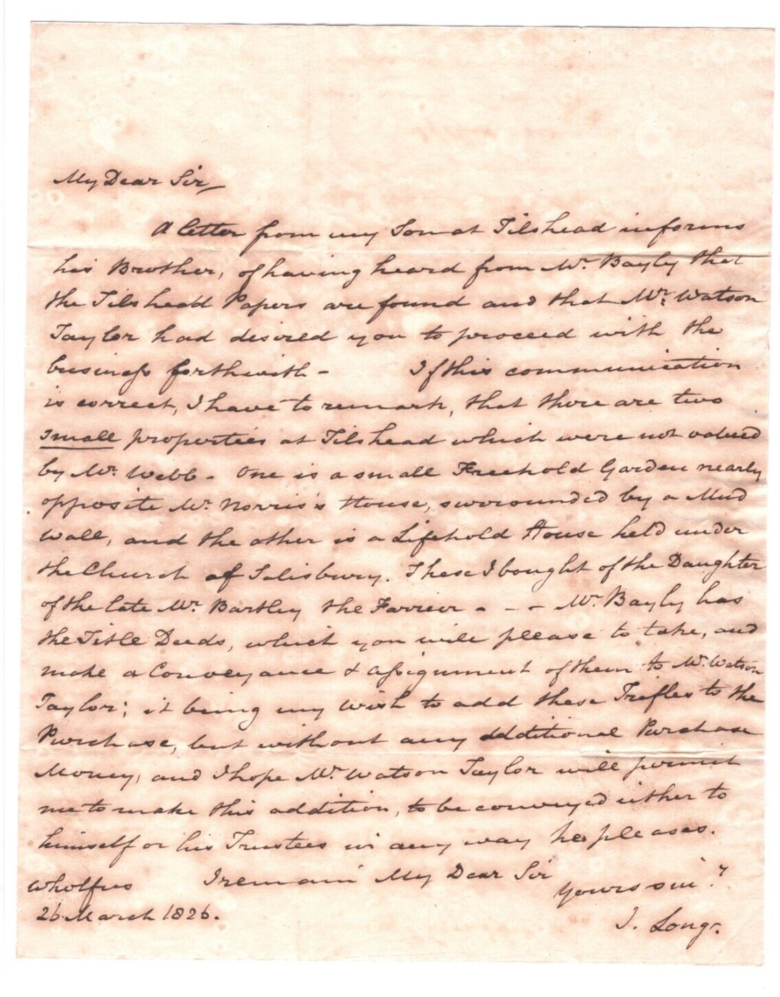 HISTORIC ENTIRE LETTER re TILSHEAD Wilts Netherlands WHOLFUS 1826 Devizes A4H34 - Image 4