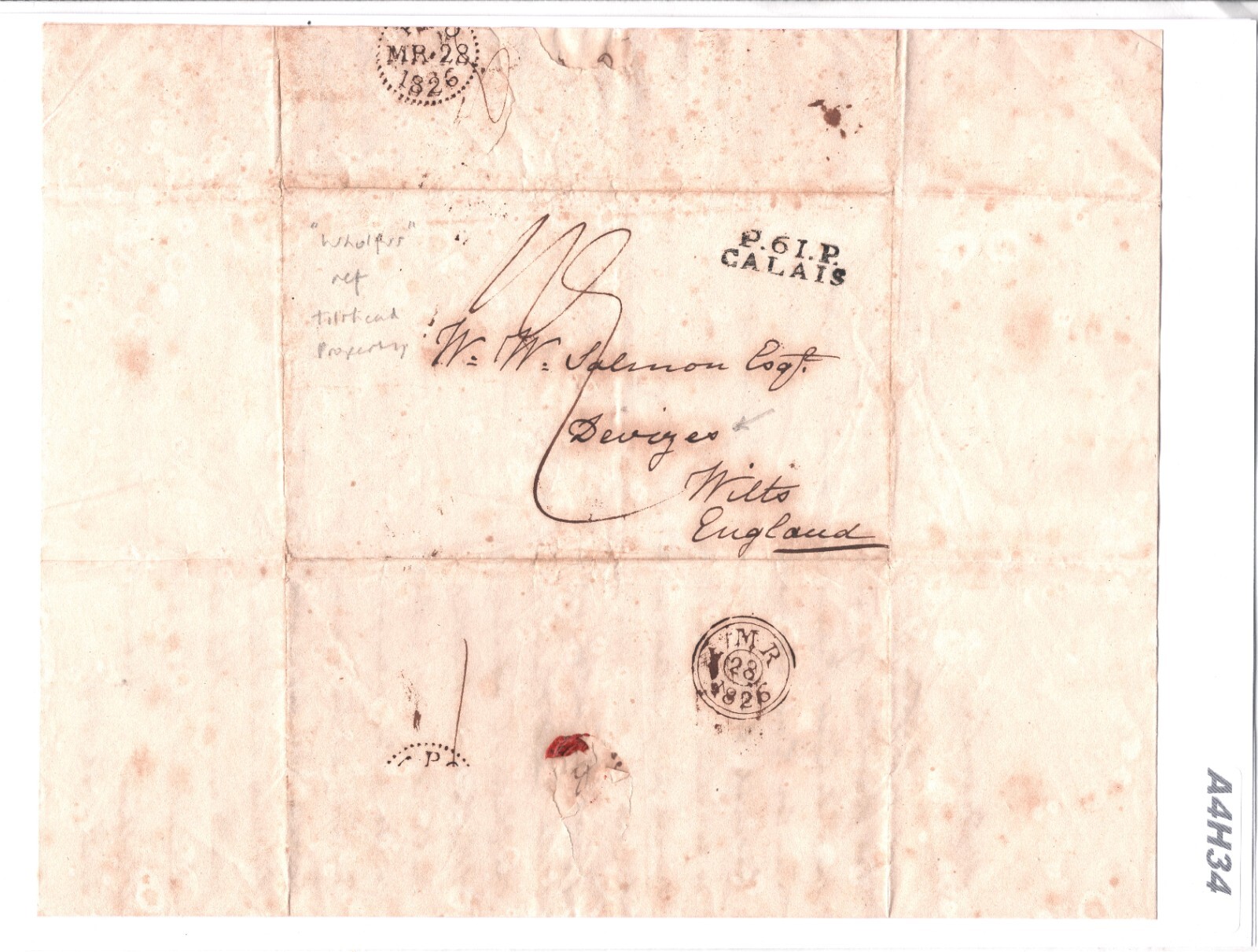 HISTORIC ENTIRE LETTER re TILSHEAD Wilts Netherlands WHOLFUS 1826 Devizes A4H34 - Image 6