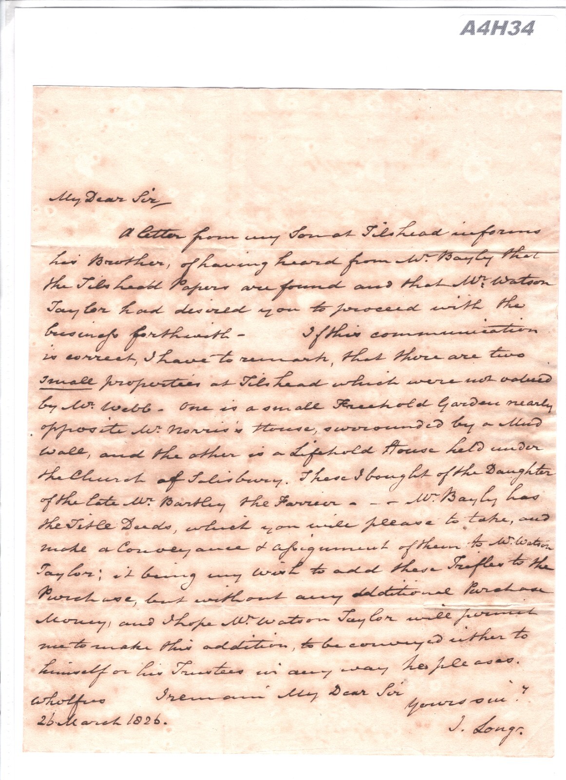 HISTORIC ENTIRE LETTER re TILSHEAD Wilts Netherlands WHOLFUS 1826 Devizes A4H34 - Image 9