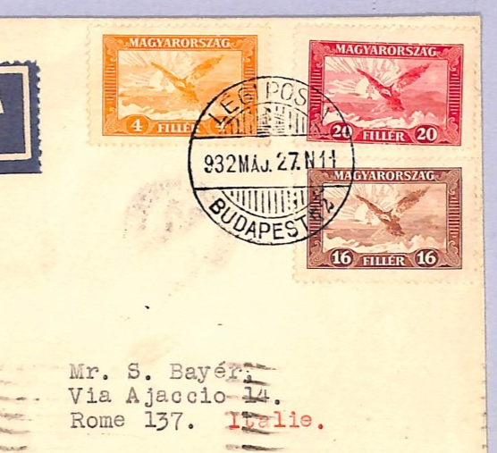 HUNGARY Air 1932 Cover SPECIAL FLIGHT *JUSTICE FOR HUNGARY* Rome {ex Joffe}WT148 - Image 6