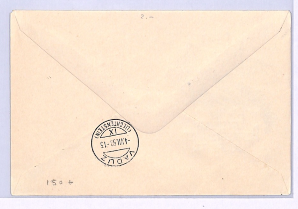 HUNGARY FDC 1950 UPU ANNIVERSARY Budapest Registered Liechtenstein Vaduz XV66 - Image 4