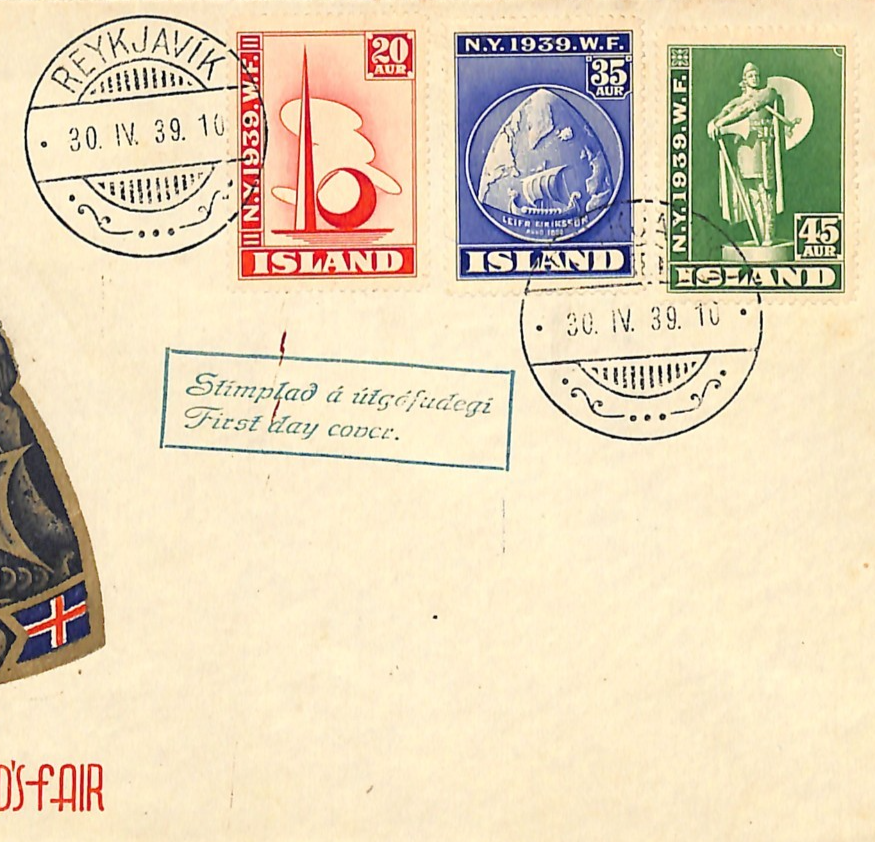 ICELAND 1939 FDC *NEW YORK WORLD FAIR* {3} Illustrated First Day Cover WG134 - Image 3