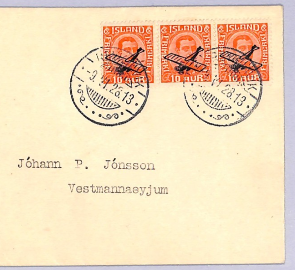 ICELAND Air Mail 1928 Cover FIRST FLIGHT Reykjavik *Vestmannaeyjar* {Joffe}WT63