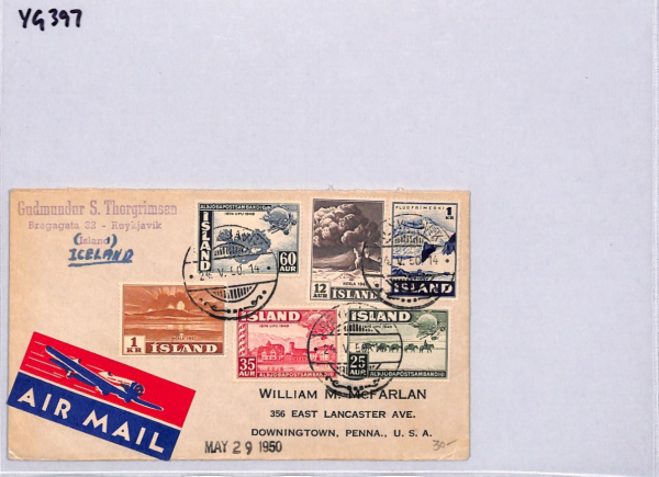 ICELAND Air Mail Cover Reykjavik 1950 USA {samwells-covers}YG397 - Image 11