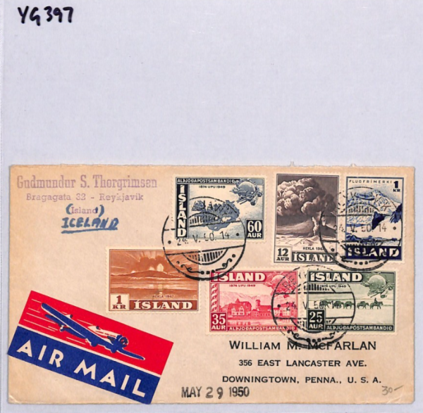 ICELAND Air Mail Cover Reykjavik 1950 USA {samwells-covers}YG397 - Image 9