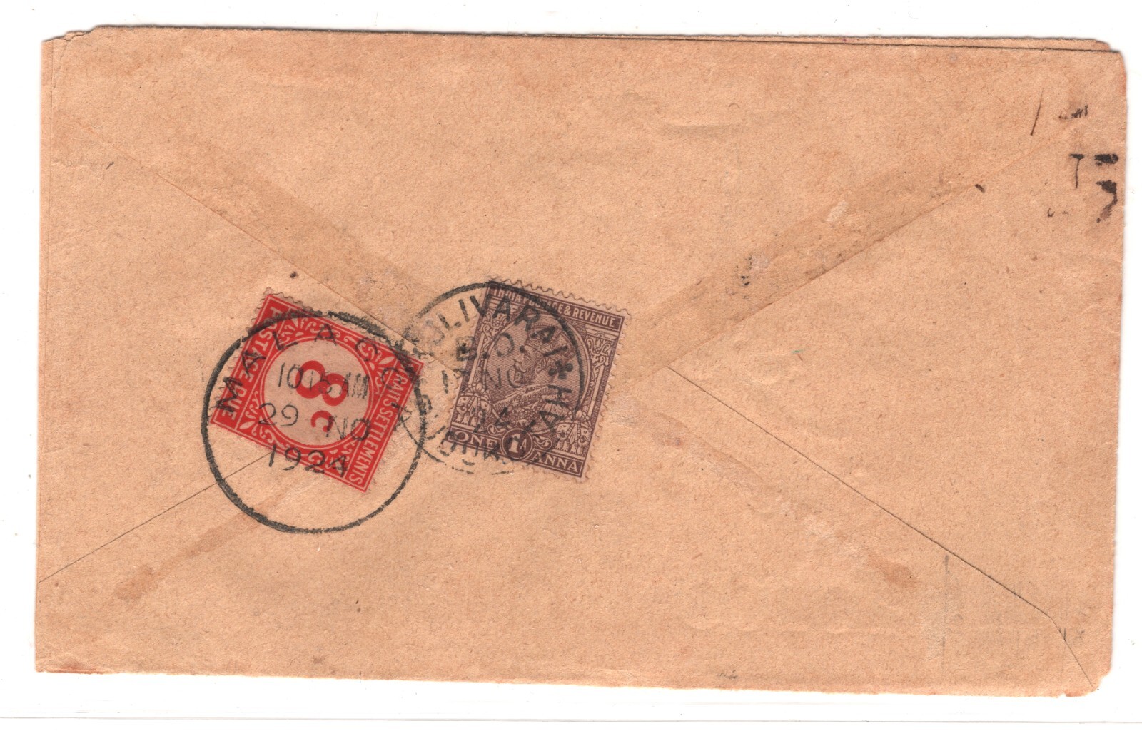 INDIA Cover MALAYA *POSTAGE DUE* STRAITS 8c Malacca 1924 CDS Ex Kulivarai KT40 - Image 12