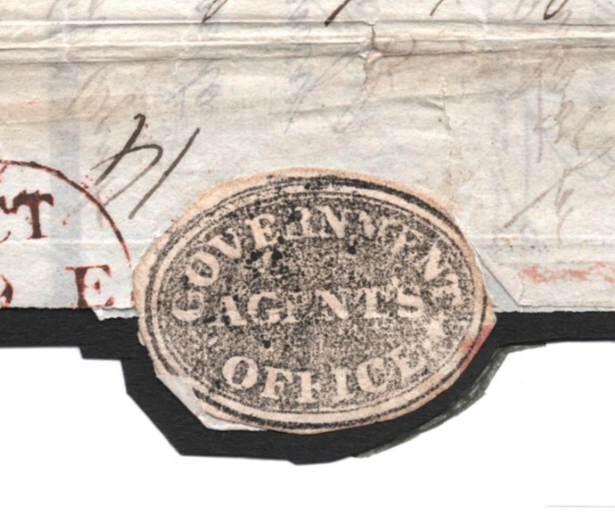 INDIA GB MAIL Official Cover GOVERNMENT AGENT *Wafer Seal* 1847 EL Perths 307s - Image 3