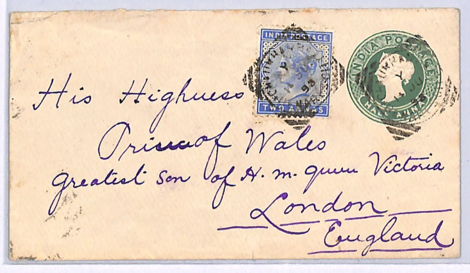 INDIA GB ROYALTY MAIL Super QV Cover *PRINCE OF WALES* (KEVII) HRH Address WN57 - Image 3