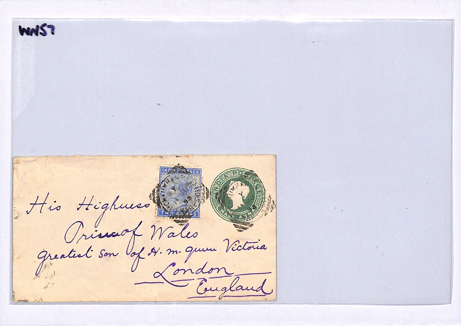INDIA GB ROYALTY MAIL Super QV Cover *PRINCE OF WALES* (KEVII) HRH Address WN57 - Image 5