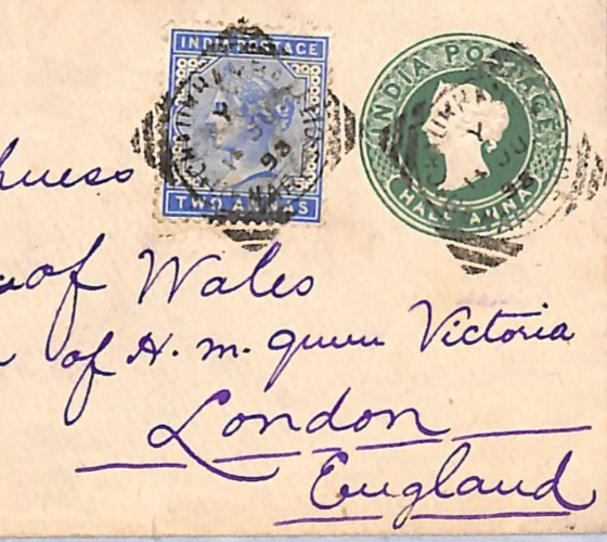 INDIA GB ROYALTY MAIL Super QV Cover *PRINCE OF WALES* (KEVII) HRH Address WN57