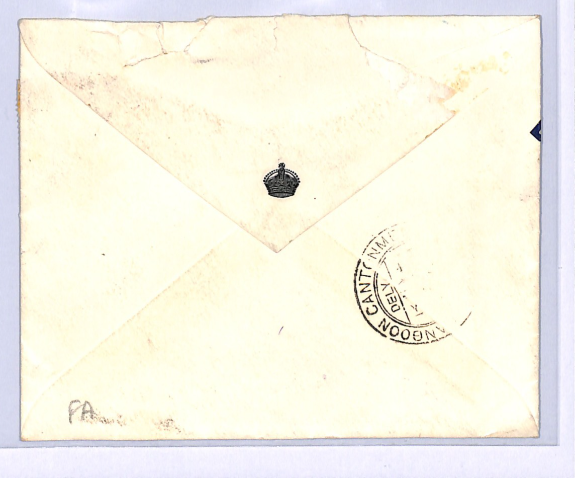 INDIA OHMS Official Cover *VICE ROYAL CAMP* MACHINE 1947 Burma Rangoon Govt VE50 - Image 2