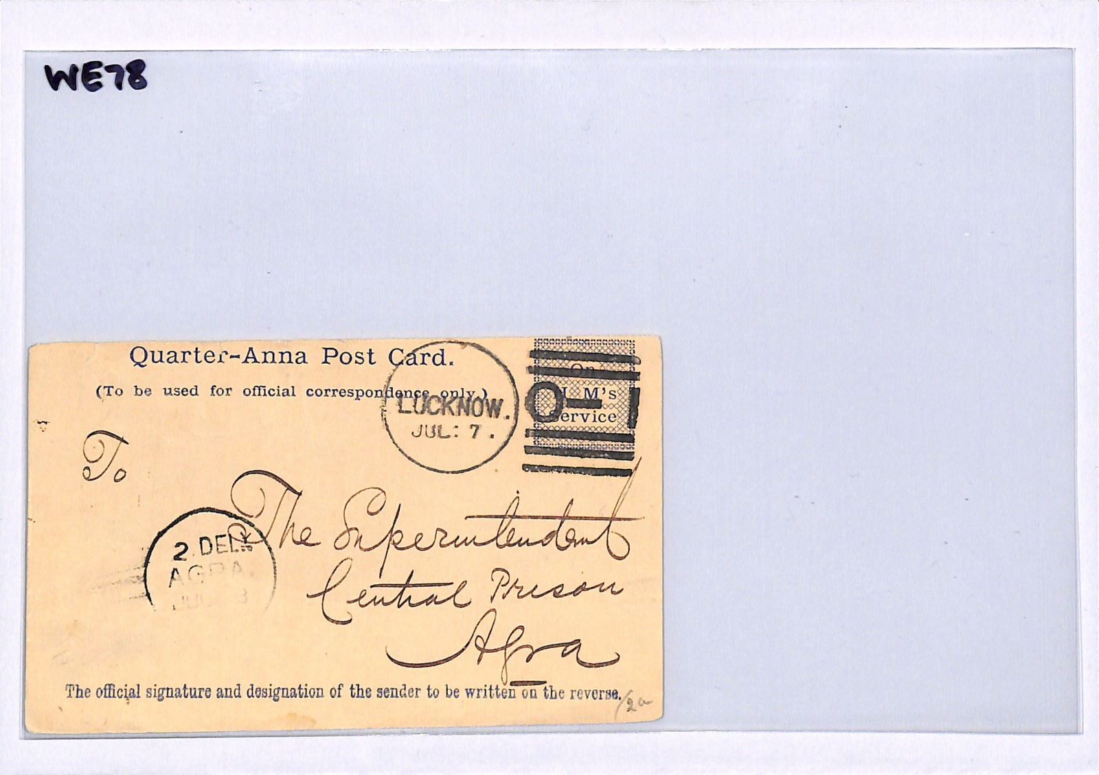 INDIA QV Official Stationery Card PRISONERS Lucknow SUPERB O-1 Duplex 1882 WE78 - Image 9
