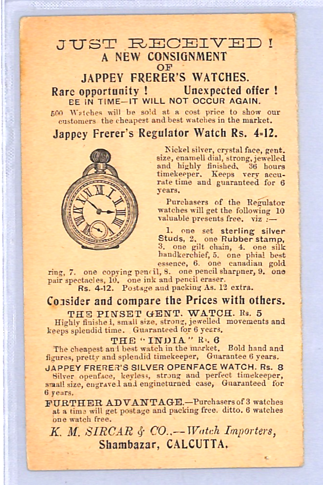INDIA QV Stationery ILLUSTRATED Advert ½a Card *POCKET WATCH* 1899 Ceylon WH94 - Image 6