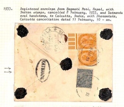 INDIA USED NEPAL *Bagmati Pari* KGV Cover GURKHA Officer 1933 Military Regd Ap86 - Image 4
