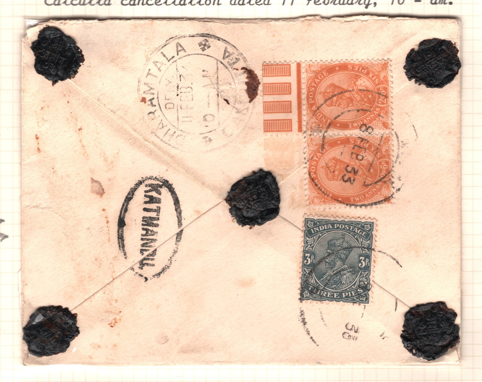 INDIA USED NEPAL *Bagmati Pari* KGV Cover GURKHA Officer 1933 Military Regd Ap86