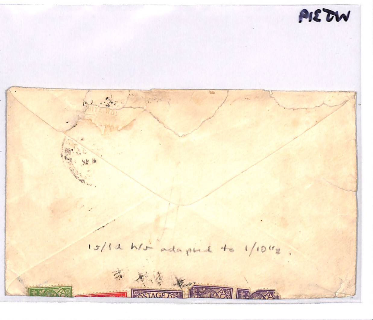 INDIA Underpaid Air Cover GB *1s/10½d* Charge POSTAGE DUES 1936 Darjeeling WJ319 - Image 10
