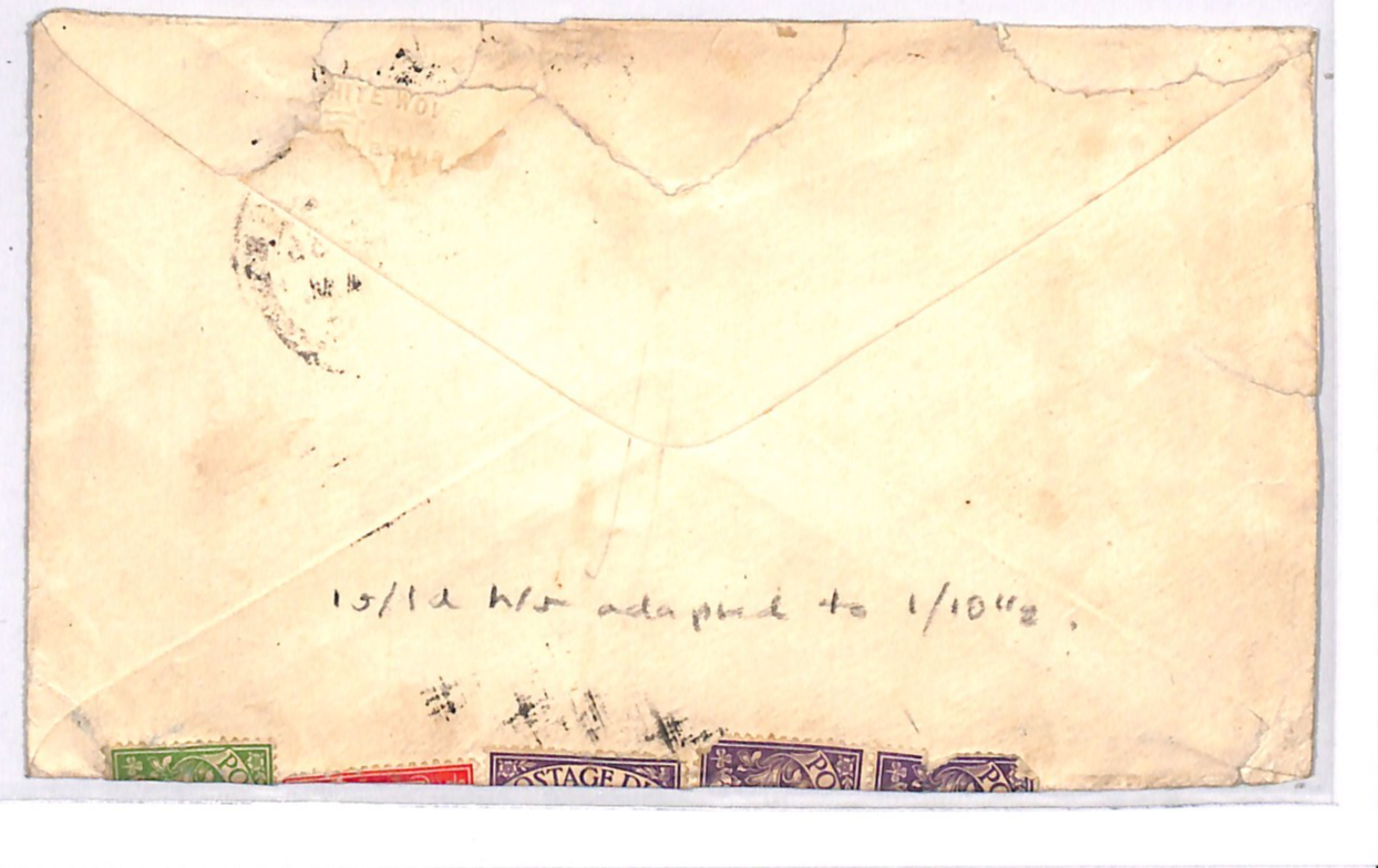 INDIA Underpaid Air Cover GB *1s/10½d* Charge POSTAGE DUES 1936 Darjeeling WJ319 - Image 3