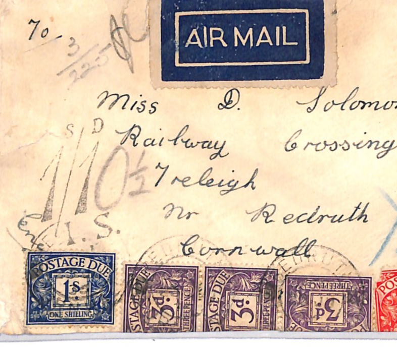 INDIA Underpaid Air Cover GB *1s/10½d* Charge POSTAGE DUES 1936 Darjeeling WJ319 - Image 4