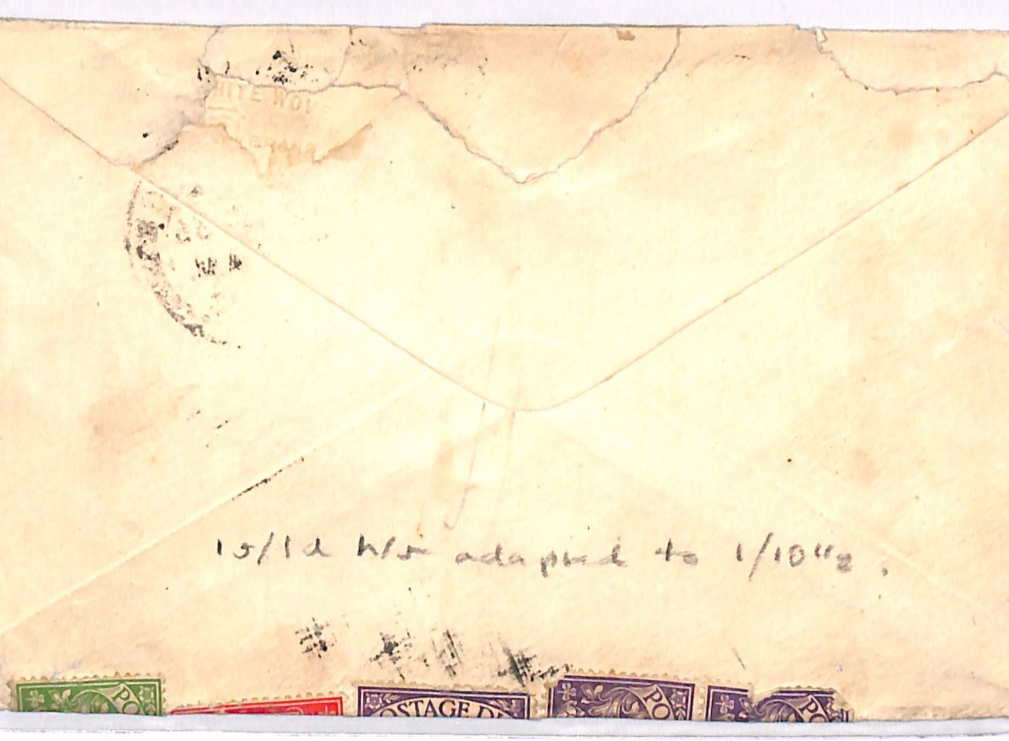 INDIA Underpaid Air Cover GB *1s/10½d* Charge POSTAGE DUES 1936 Darjeeling WJ319 - Image 6