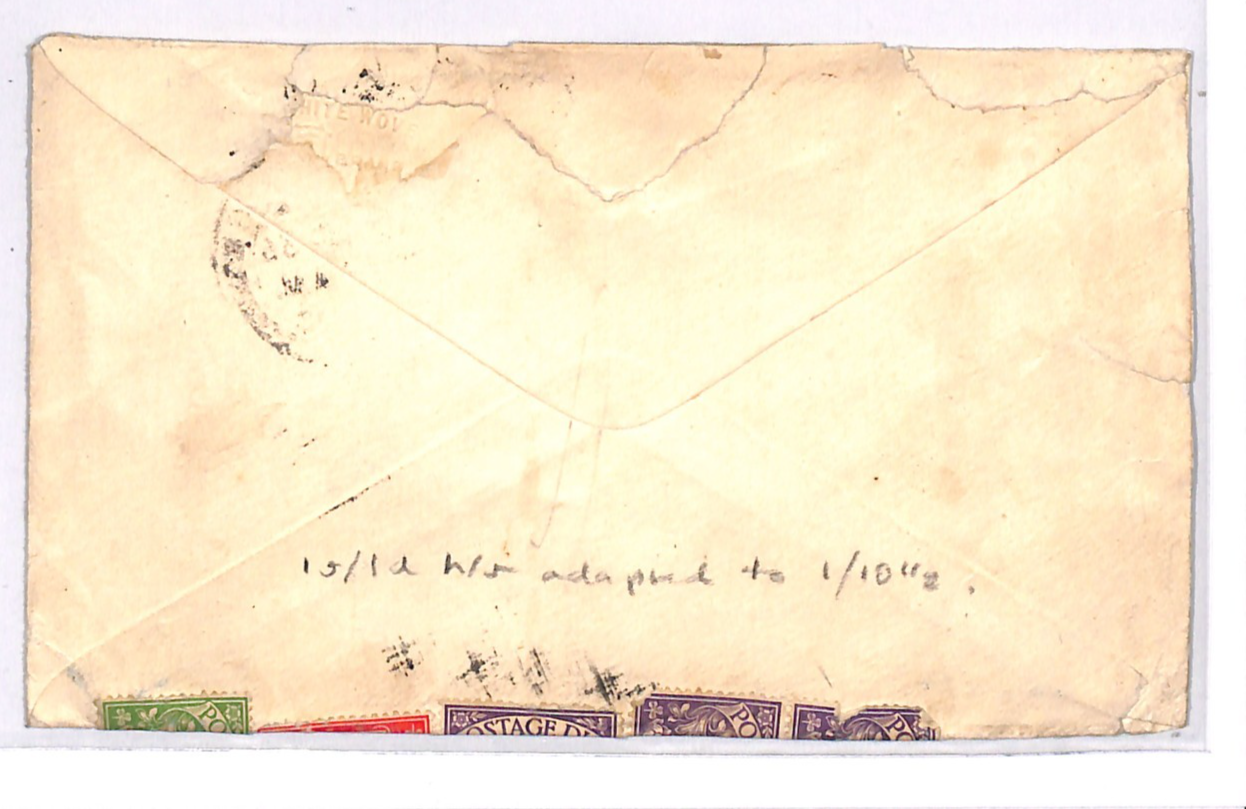 INDIA Underpaid Air Cover GB *1s/10½d* Charge POSTAGE DUES 1936 Darjeeling WJ319 - Image 8