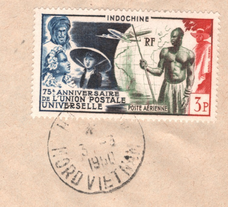 INDOCHINA France Cols Air 1950 Cover *UPU* 3f WARRIOR Haiphong-Paris Flown WX181 - Image 6