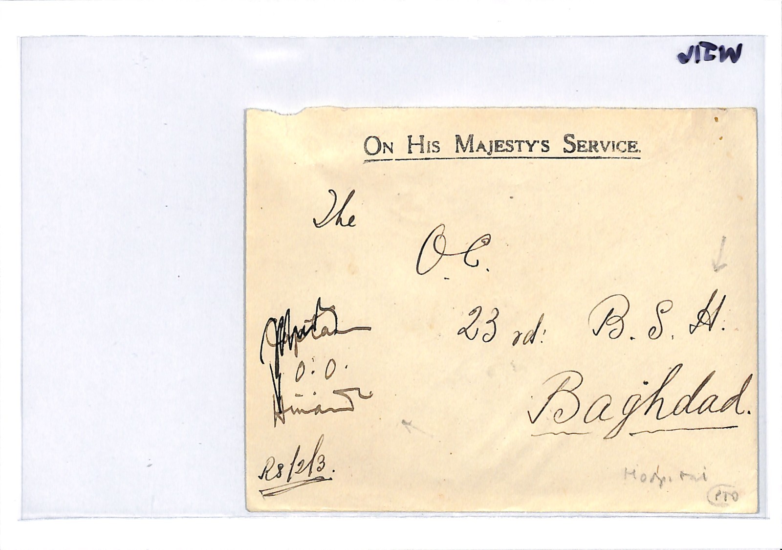 IRAQ BRITISH OCCUPATION 1922 Official *INDIA GOVT* Cover BRITISH HOSPITAL WJ16 - Image 6