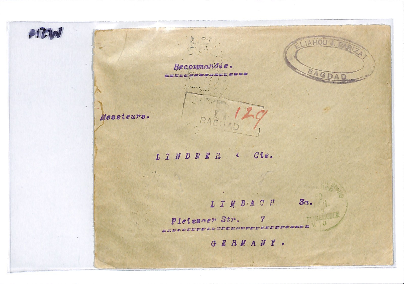 IRAQ BRITISH OCCUPATION 1a Strip Cover Baghdad Reg 1923 Germany Limbach WJ19 - Image 6