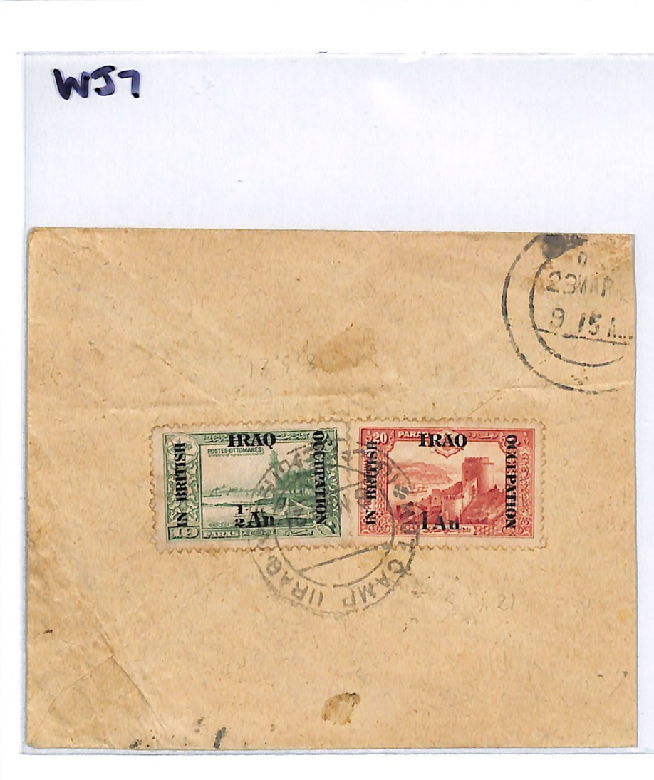 IRAQ BRITISH OCCUPATION Cover *KUT CAMP (IRAQ)* 1921 CDS India Madras WJ7 - Image 13