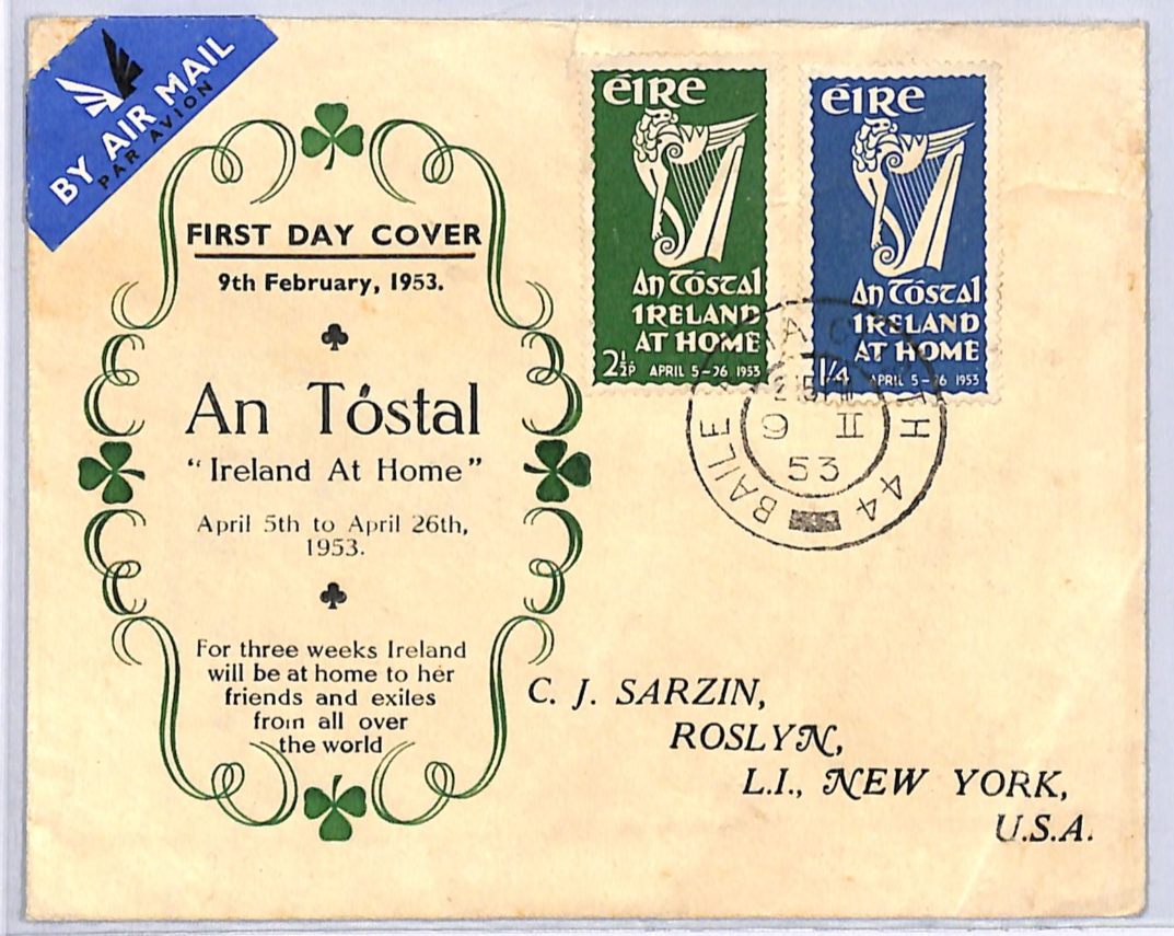 IRELAND EIRE 1953 FDC Dublin *AN TÓSTAL* Set ILLUSTRATED First Day Cover WN127 - Image 3