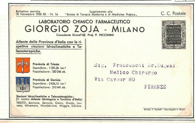 ITALY Advert Cards TRIESTE/SICILY TRAPANI Folded Map PHARMACEUTICALS 1933 Ap257 - Image 3