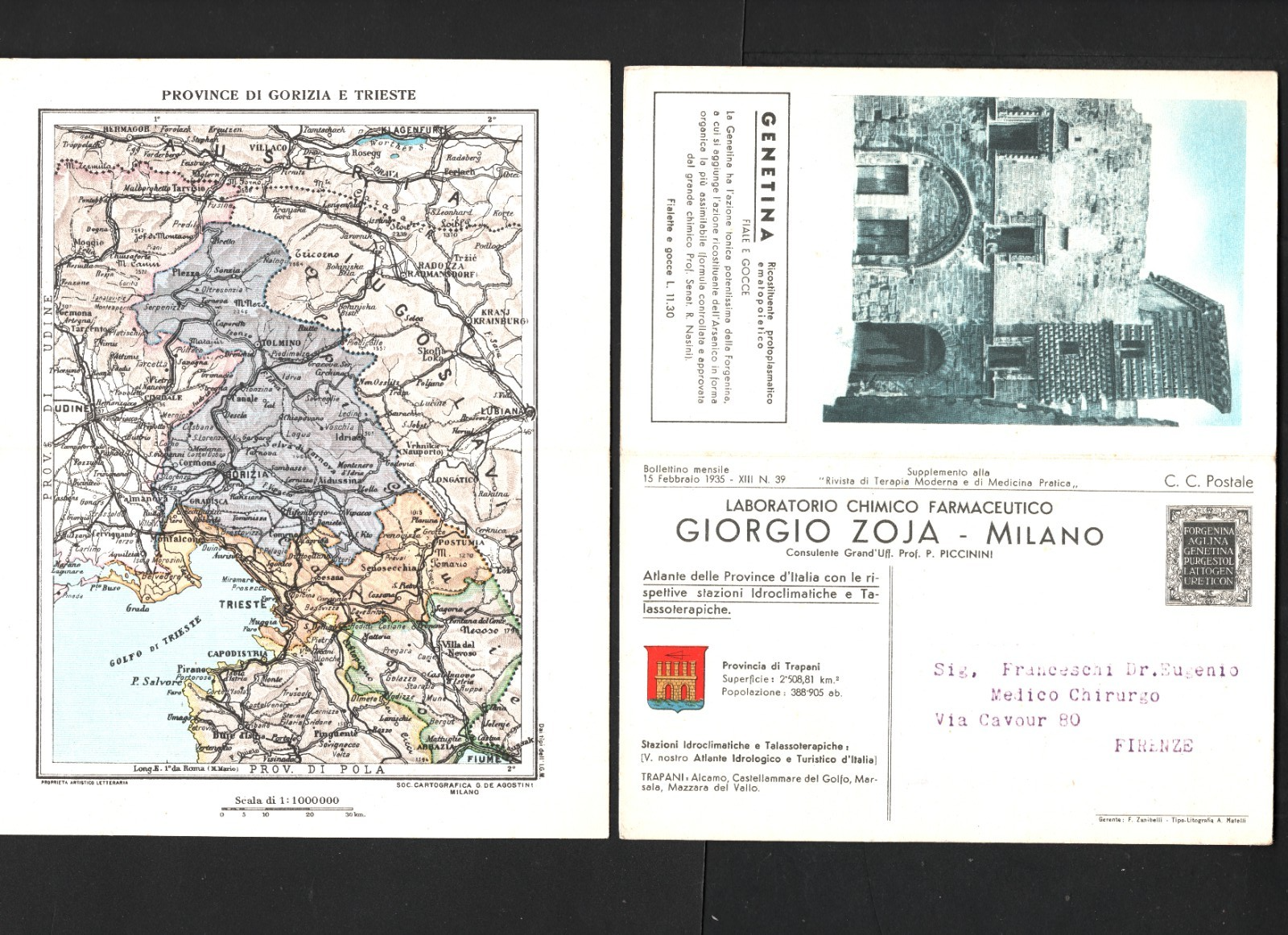 ITALY Advert Cards TRIESTE/SICILY TRAPANI Folded Map PHARMACEUTICALS 1933 Ap257 - Image 6