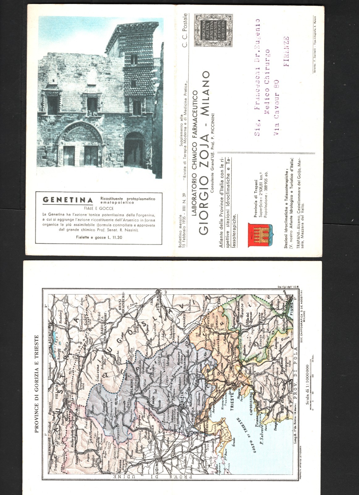 ITALY Advert Cards TRIESTE/SICILY TRAPANI Folded Map PHARMACEUTICALS 1933 Ap257 - Image 9