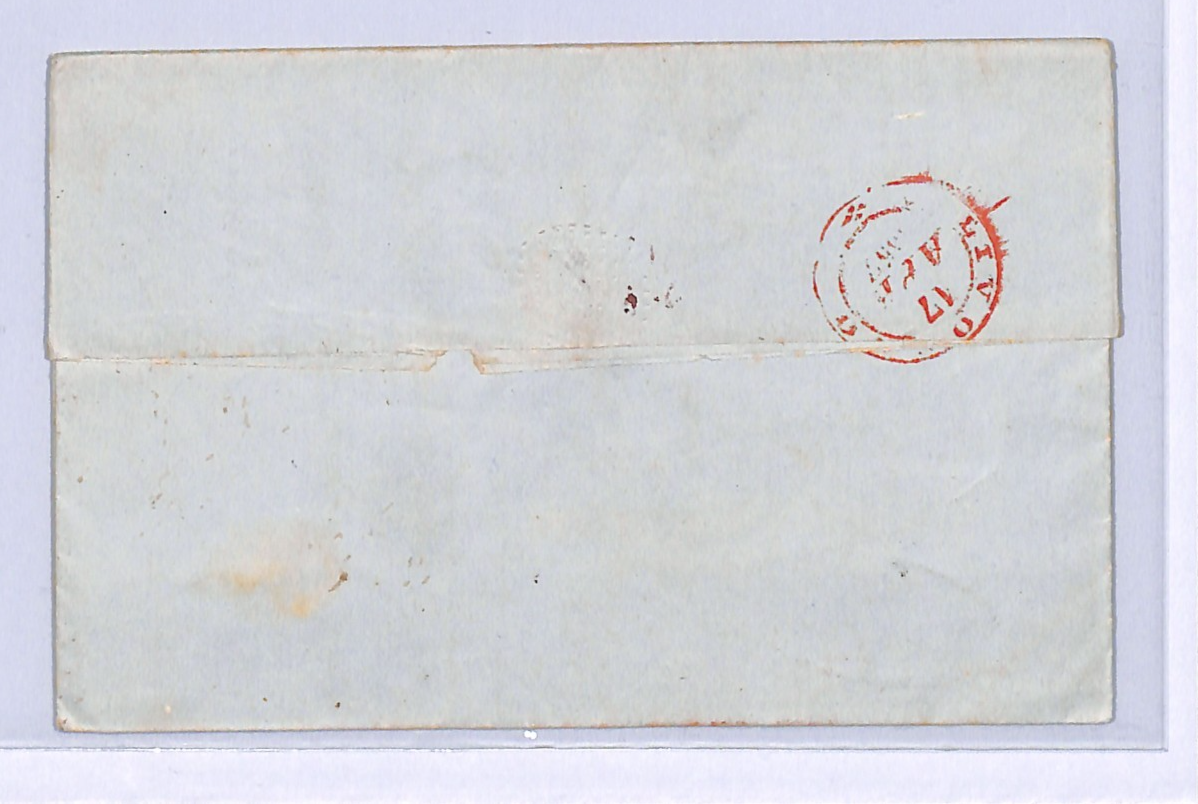 ITALY Cover 1857 EL Genova *LIVORNO/C/VIA DI MARE* Super RED Ship Letter WO83 - Image 4